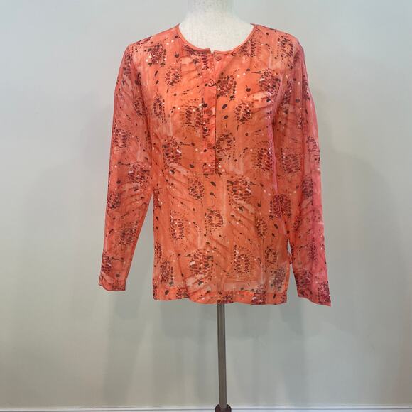 Theory Women Sheer Silk Blend Blouse Sz M - Picture 1 of 6